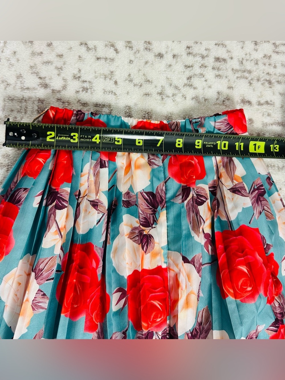 Girls Floral Pleated Maxi Skirt - Teal & Red - Picture 6 of 7